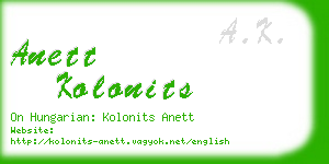 anett kolonits business card
